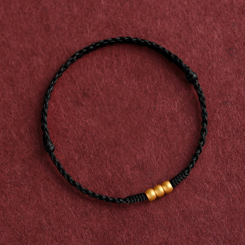 Handmade 999 Gold Mini Bead Red String Bracelet for Strength