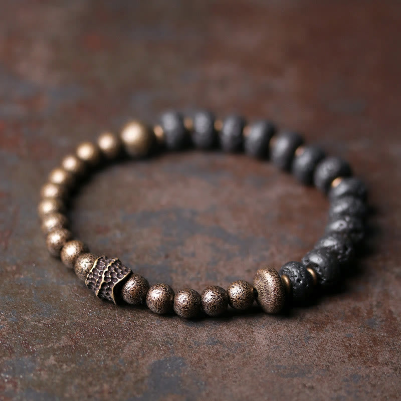 8mm Lava Rock Bead Bracelet for Spiritual Protection