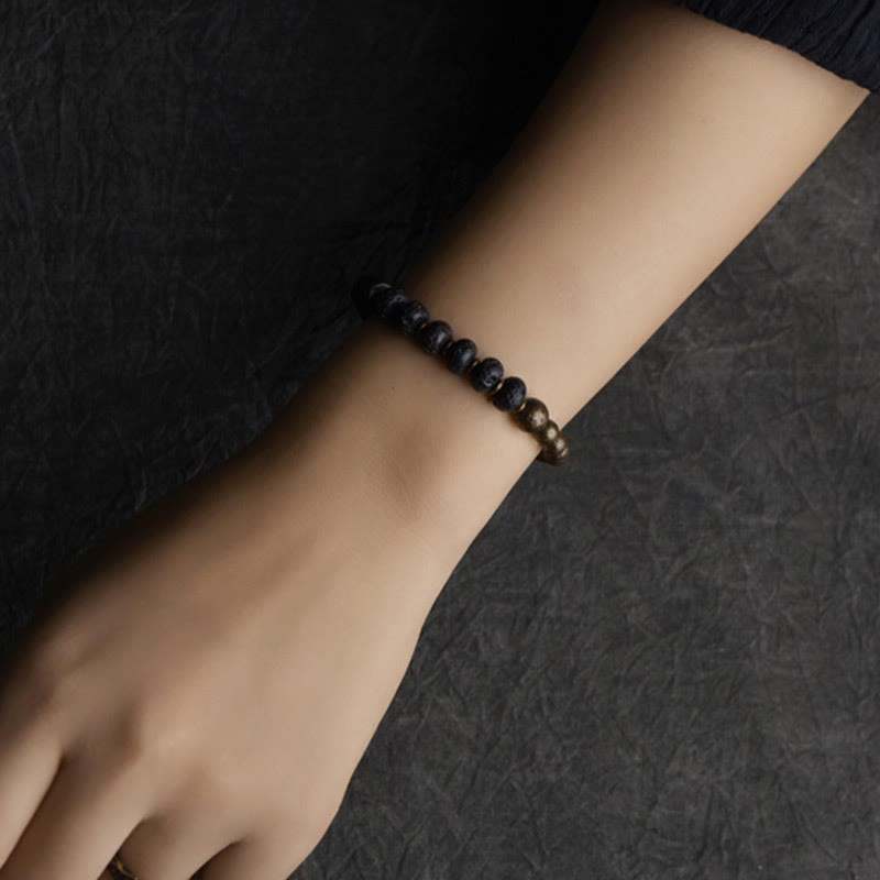 8mm Lava Rock Bead Bracelet for Spiritual Protection