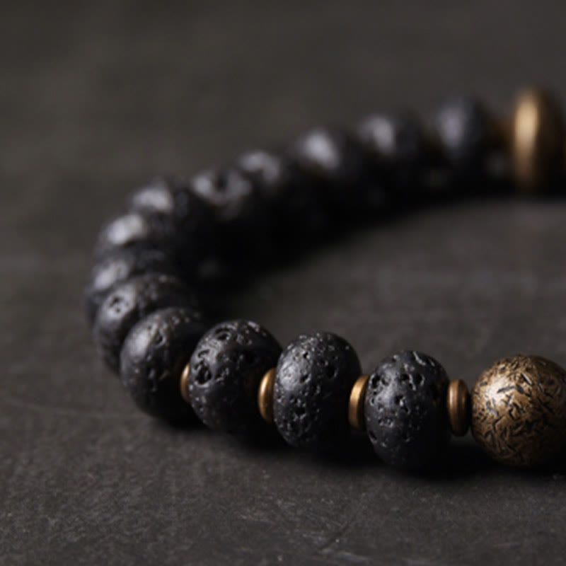 8mm Lava Rock Bead Bracelet for Spiritual Protection
