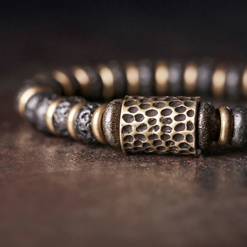 14-14.6cm Vintage Lava Rock Calm Copper Spiritual Bracelet