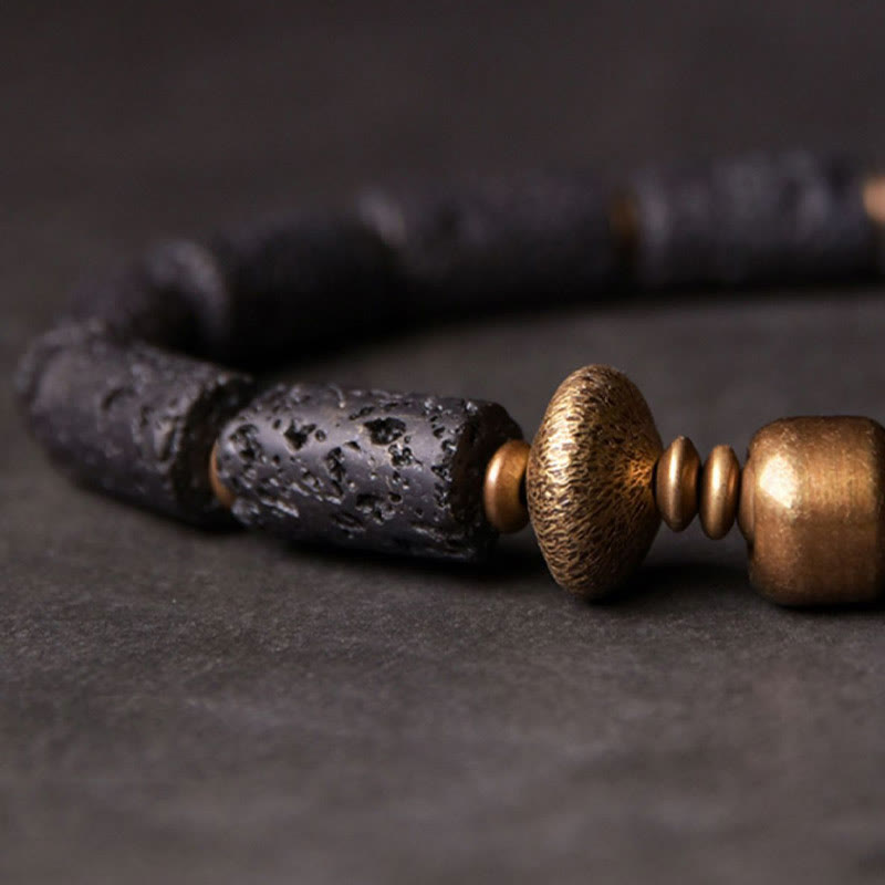Unisex Lava Rock Copper Spiritual Bracelet for Luck & Wealth