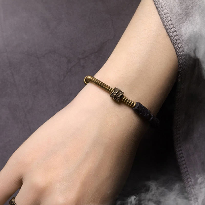 Unisex Lava Rock Copper Spiritual Bracelet for Luck & Wealth