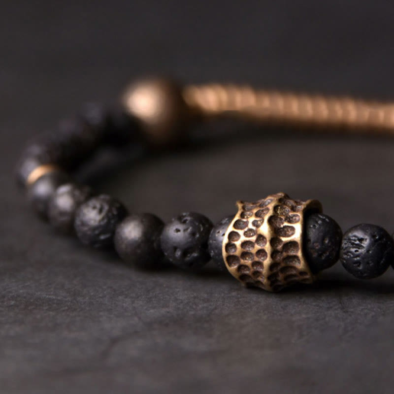 14-14.6cm Lava Rock Copper Spiritual Bracelet for Healing & Support