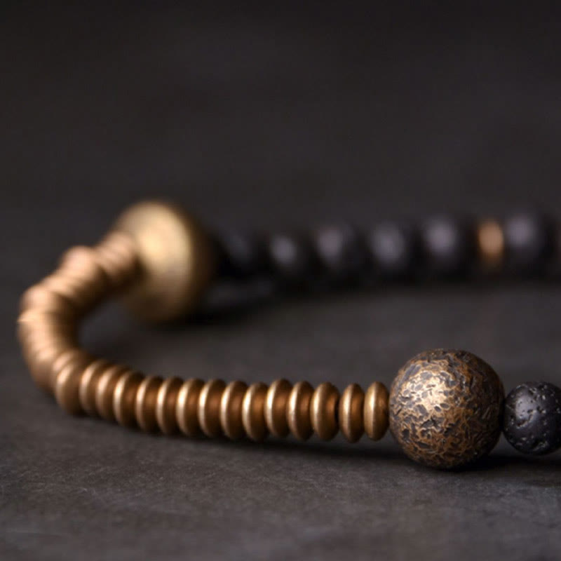 14-14.6cm Lava Rock Copper Spiritual Bracelet for Healing & Support