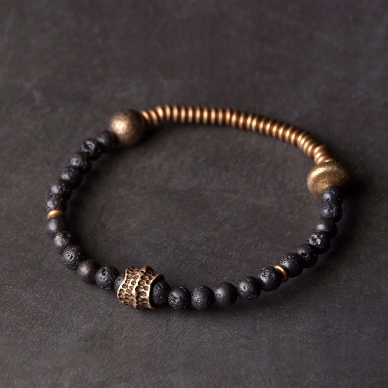 14-14.6cm Lava Rock Copper Spiritual Bracelet for Healing & Support