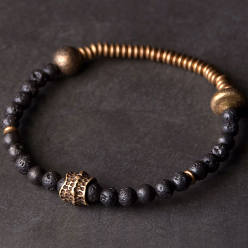 14-14.6cm Lava Rock Copper Spiritual Bracelet for Healing & Support