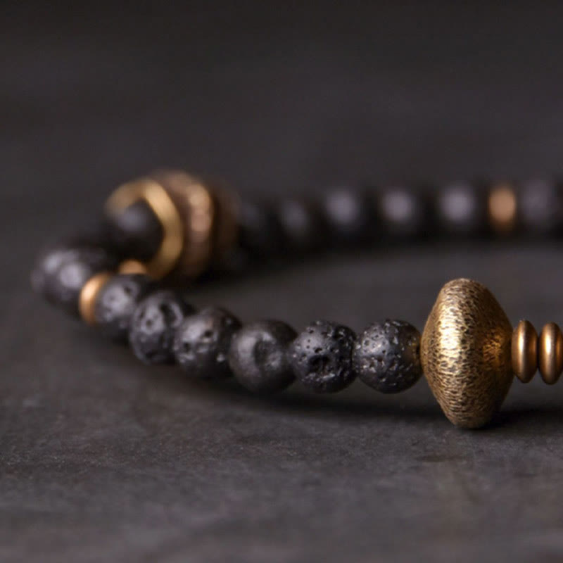14-14.6cm Lava Rock Copper Spiritual Bracelet for Healing & Support