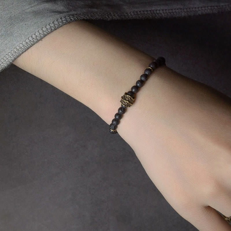 14-14.6cm Lava Rock Copper Spiritual Bracelet for Healing & Support