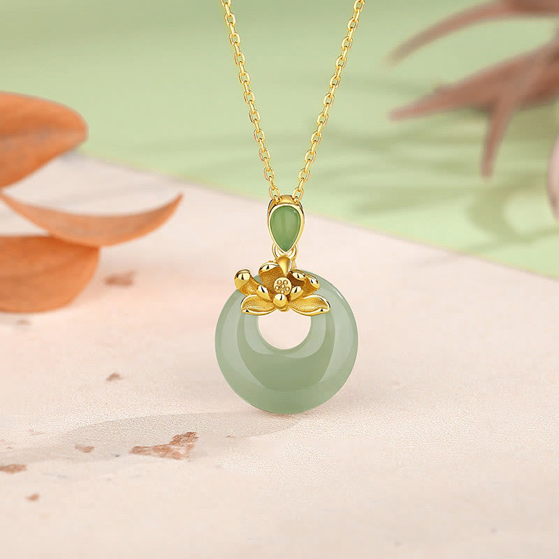 Jade Lotus Necklace for Abundance and Spiritual Growth | 45cm