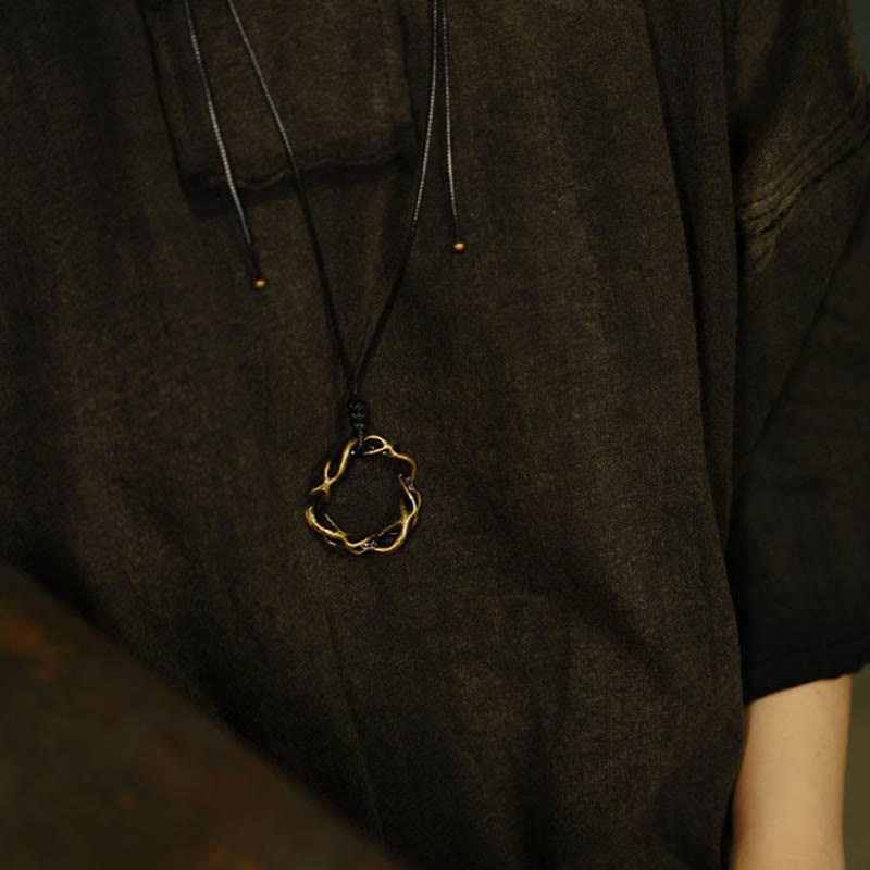 Vintage Copper Spiritual Necklace for Luck & Balance