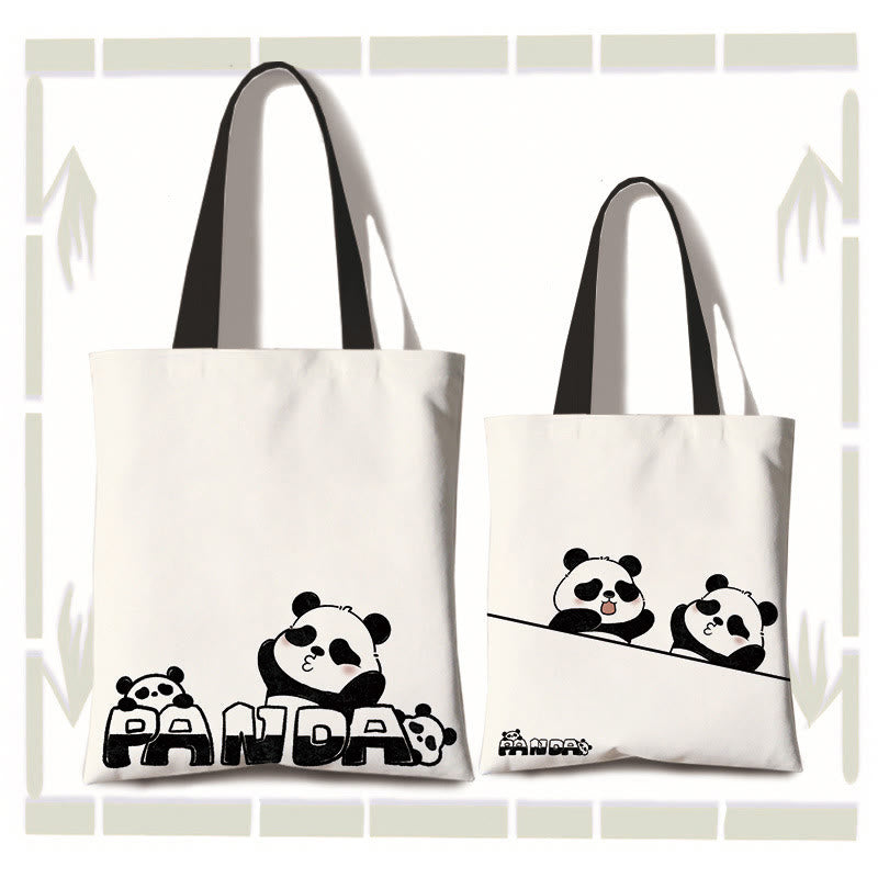 Large Capacity Handmade Canvas Panda Shoulder Bag for Yoga