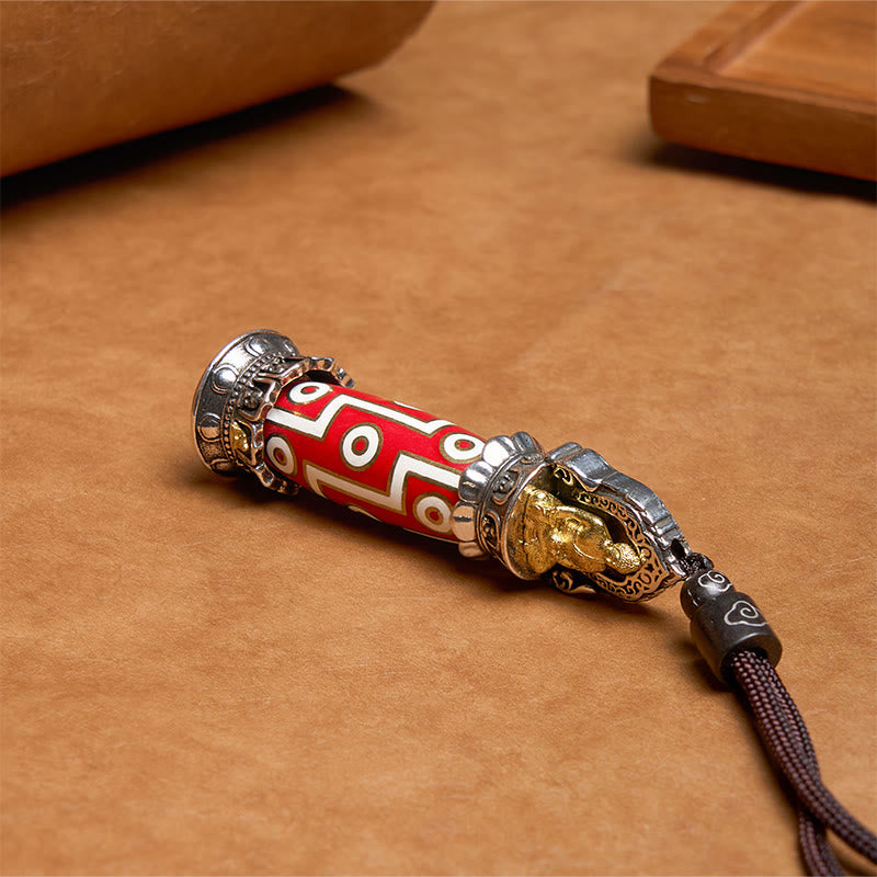 Nine-Eye Dzi Bead Agate Protection Necklace 55cm