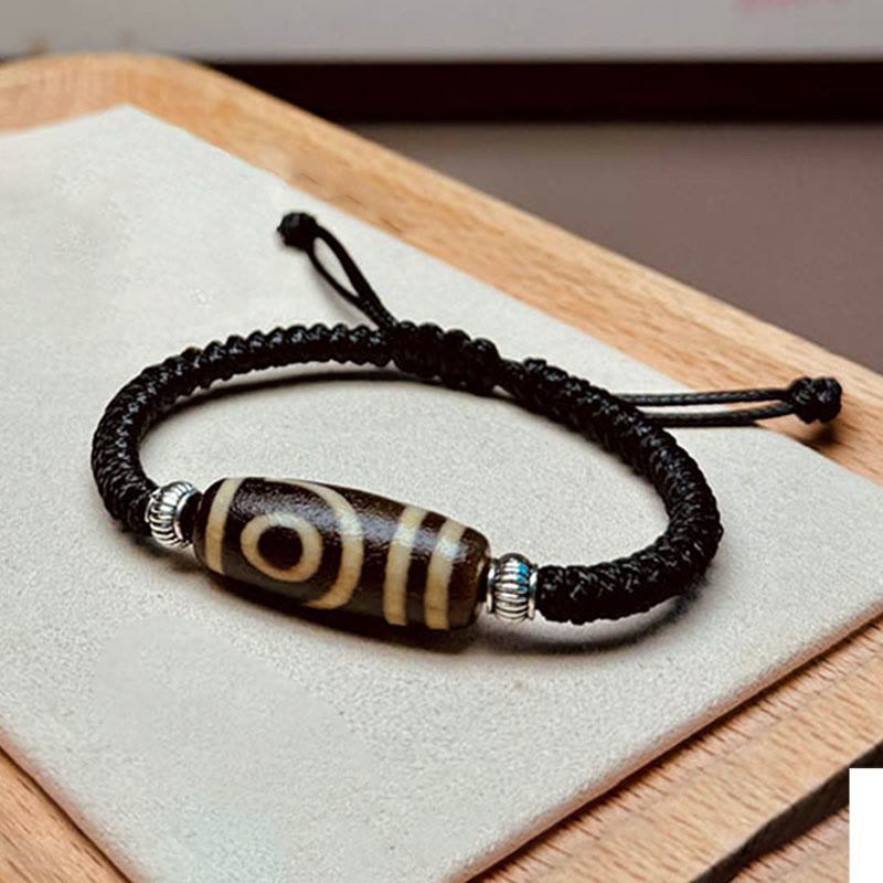 Unisex Spiritual Bracelet | Tibetan Nine-Eye and Three-Eyed Dzi Beads