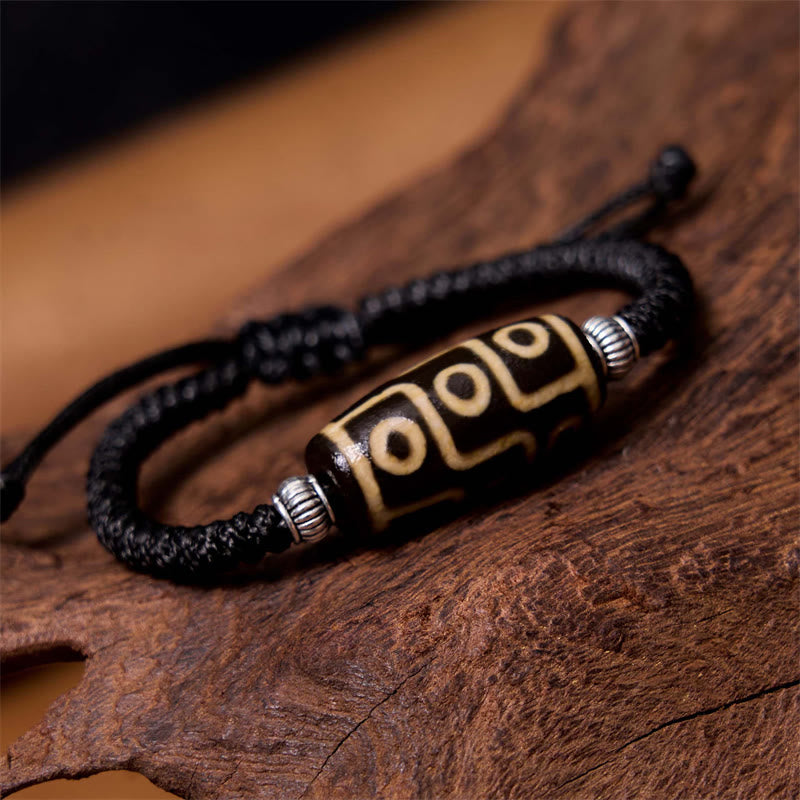 Unisex Spiritual Bracelet | Tibetan Nine-Eye and Three-Eyed Dzi Beads