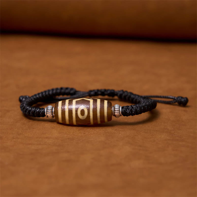 Unisex Spiritual Bracelet | Tibetan Nine-Eye and Three-Eyed Dzi Beads