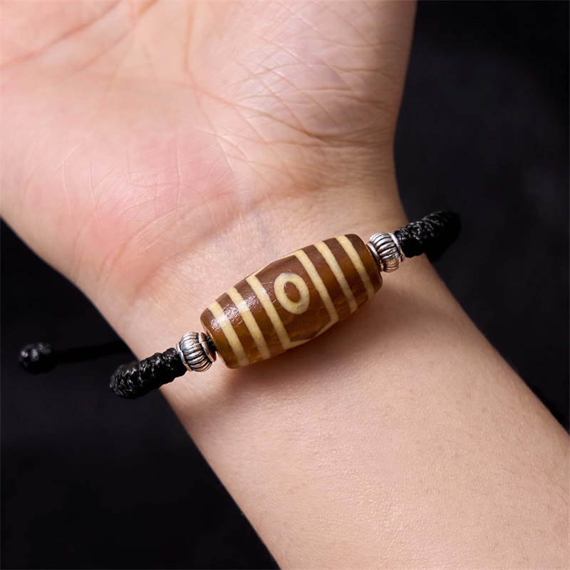 Unisex Spiritual Bracelet | Tibetan Nine-Eye and Three-Eyed Dzi Beads