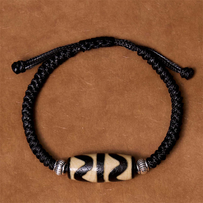 Unisex Spiritual Bracelet | Tibetan Nine-Eye and Three-Eyed Dzi Beads