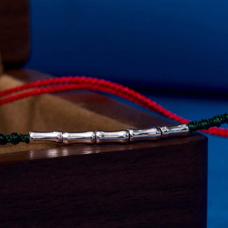 Sterling Silver Bamboo Luck Bracelet with Ultra-Thin Rope
