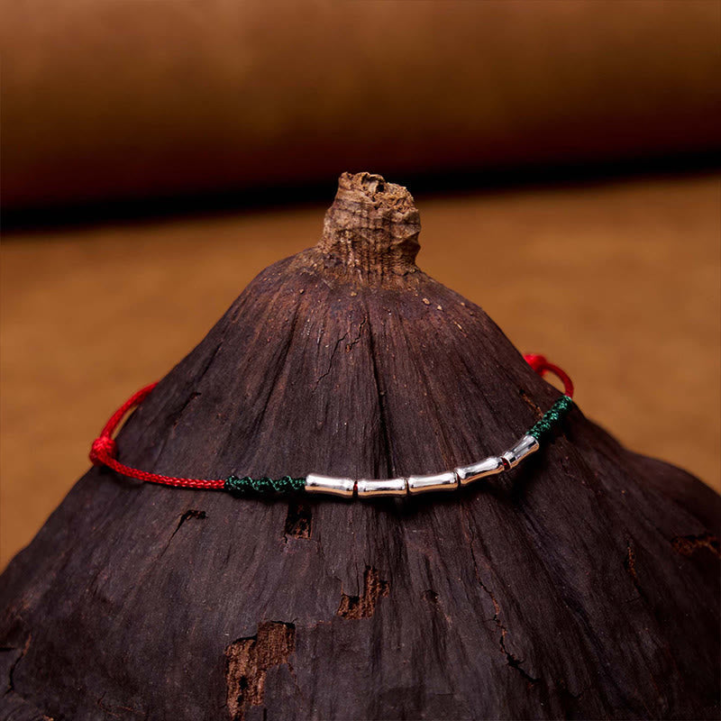 Sterling Silver Bamboo Luck Bracelet with Ultra-Thin Rope