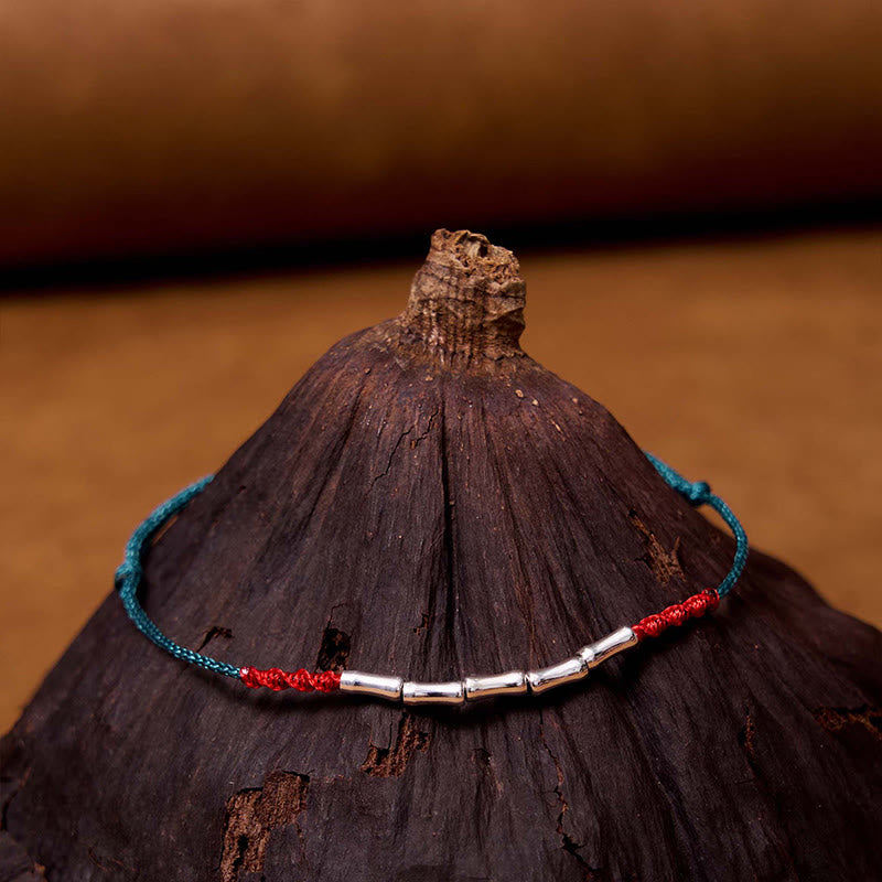 Sterling Silver Bamboo Luck Bracelet with Ultra-Thin Rope