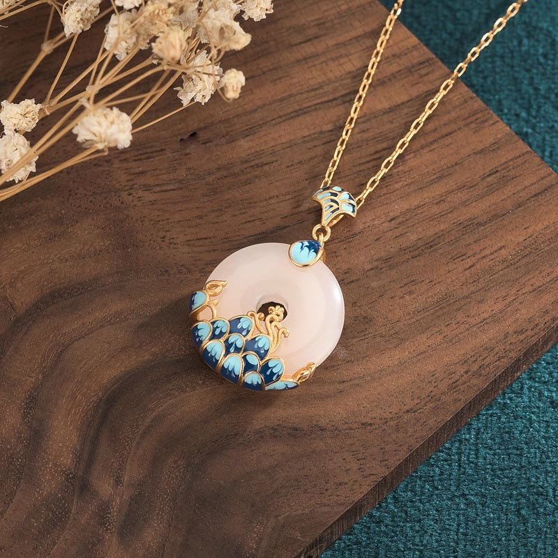 White Jade Peace Buckle Necklace Pendant for Harmony & Luck