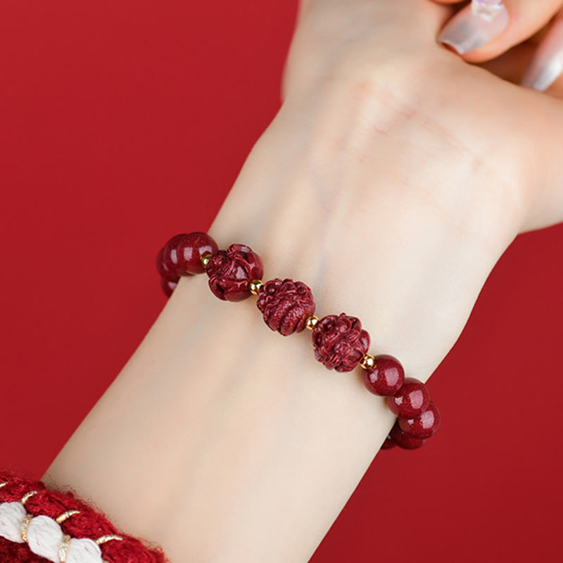 Chinese Zodiac Cinnabar Bracelet 8mm Spiritual Protection