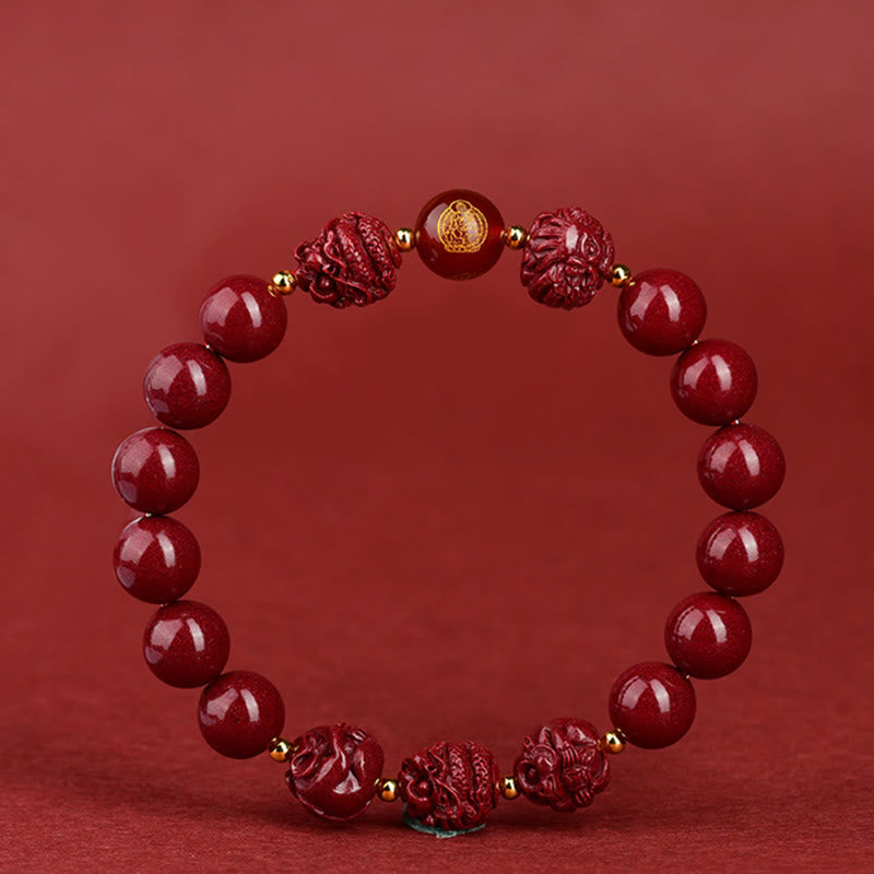 Chinese Zodiac Cinnabar Bracelet 8mm Spiritual Protection