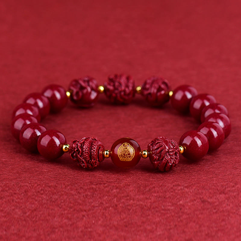 Chinese Zodiac Cinnabar Bracelet 8mm Spiritual Protection