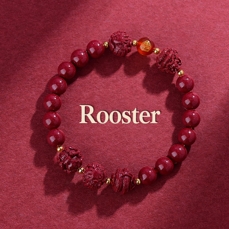 Chinese Zodiac Cinnabar Bracelet 8mm Spiritual Protection
