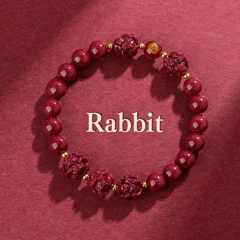Chinese Zodiac Cinnabar Bracelet 8mm Spiritual Protection