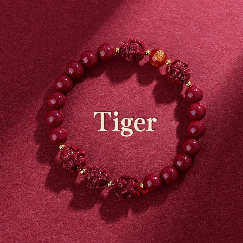 Chinese Zodiac Cinnabar Bracelet 8mm Spiritual Protection