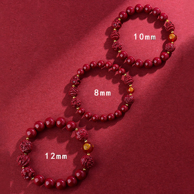 Chinese Zodiac Cinnabar Bracelet 8mm Spiritual Protection