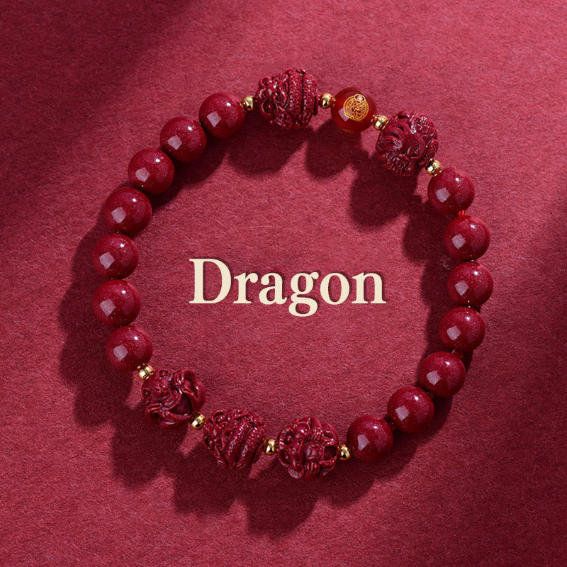 Chinese Zodiac Cinnabar Bracelet 8mm Spiritual Protection