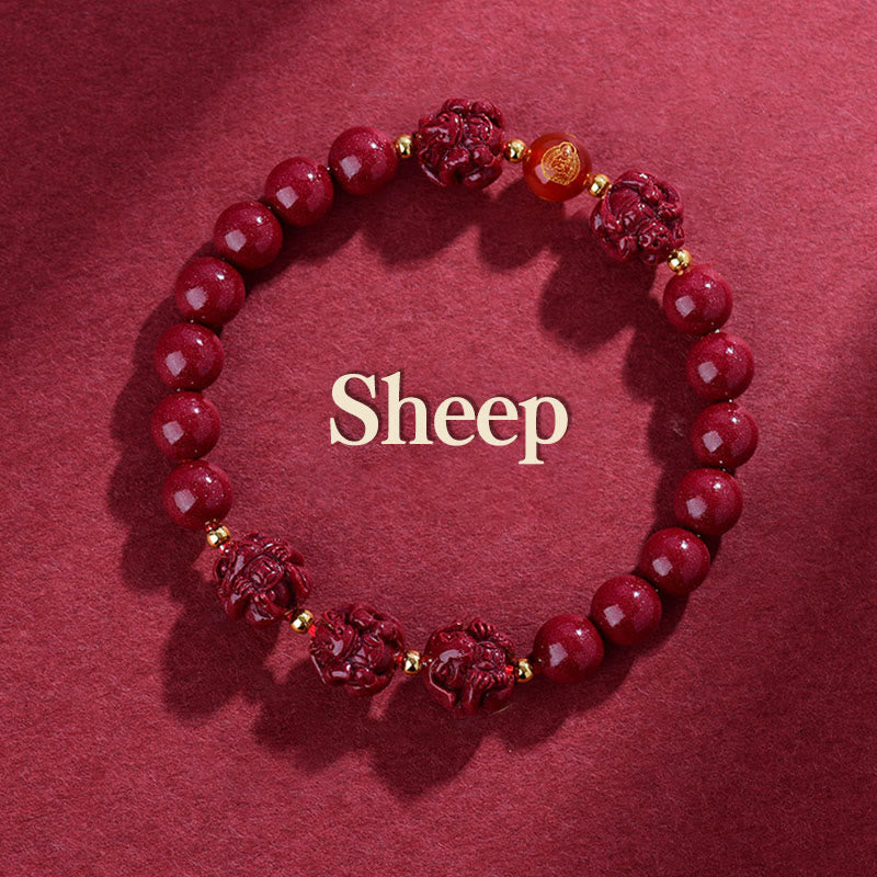 Chinese Zodiac Cinnabar Bracelet 8mm Spiritual Protection