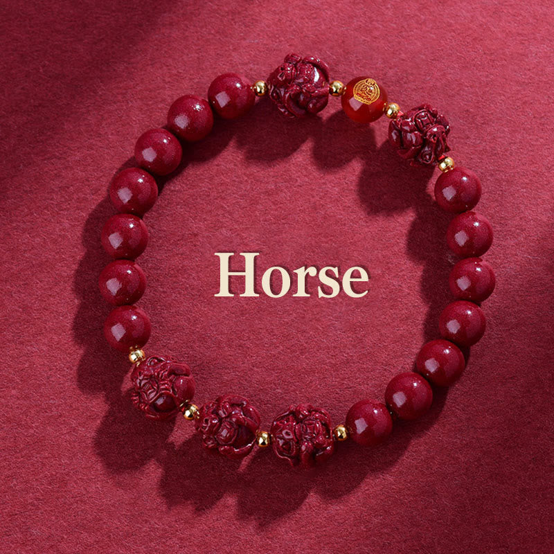 Chinese Zodiac Cinnabar Bracelet 8mm Spiritual Protection
