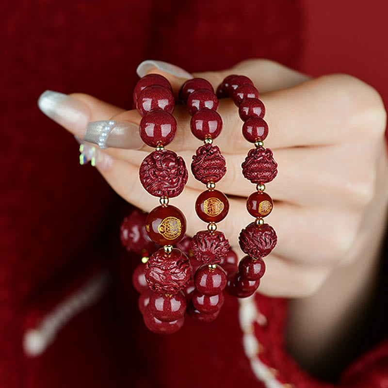 Chinese Zodiac Cinnabar Bracelet 8mm Spiritual Protection