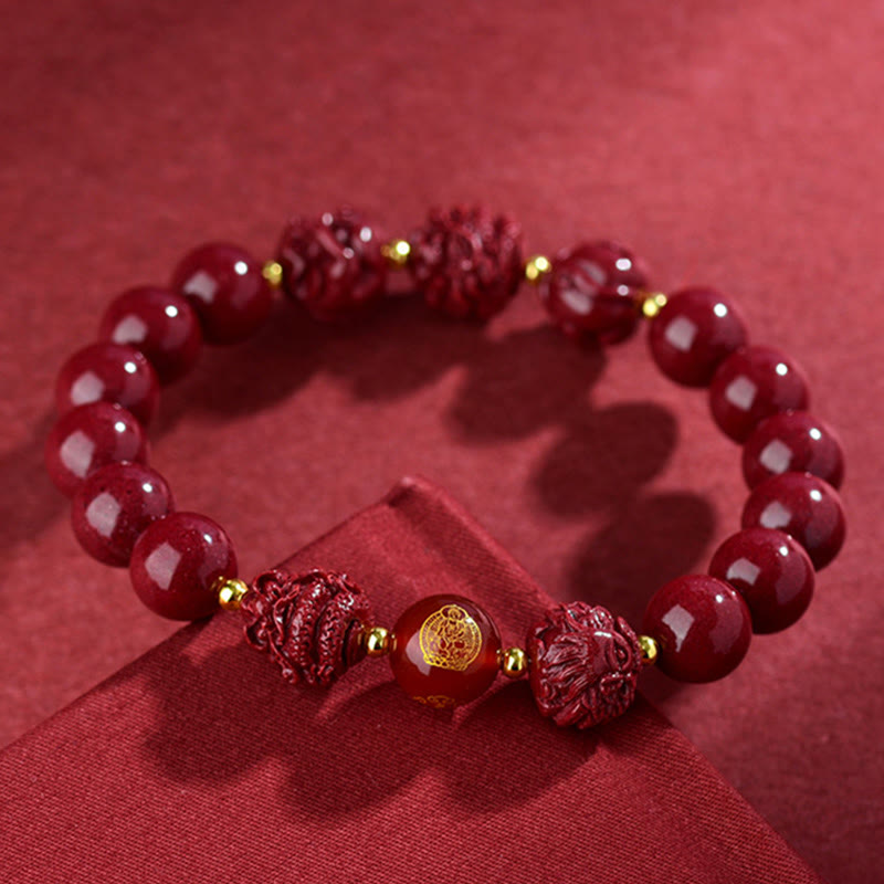 Chinese Zodiac Cinnabar Bracelet 8mm Spiritual Protection