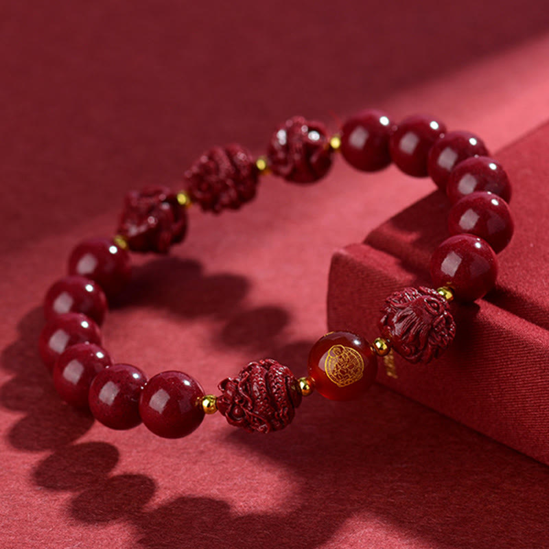 Chinese Zodiac Cinnabar Bracelet 8mm Spiritual Protection