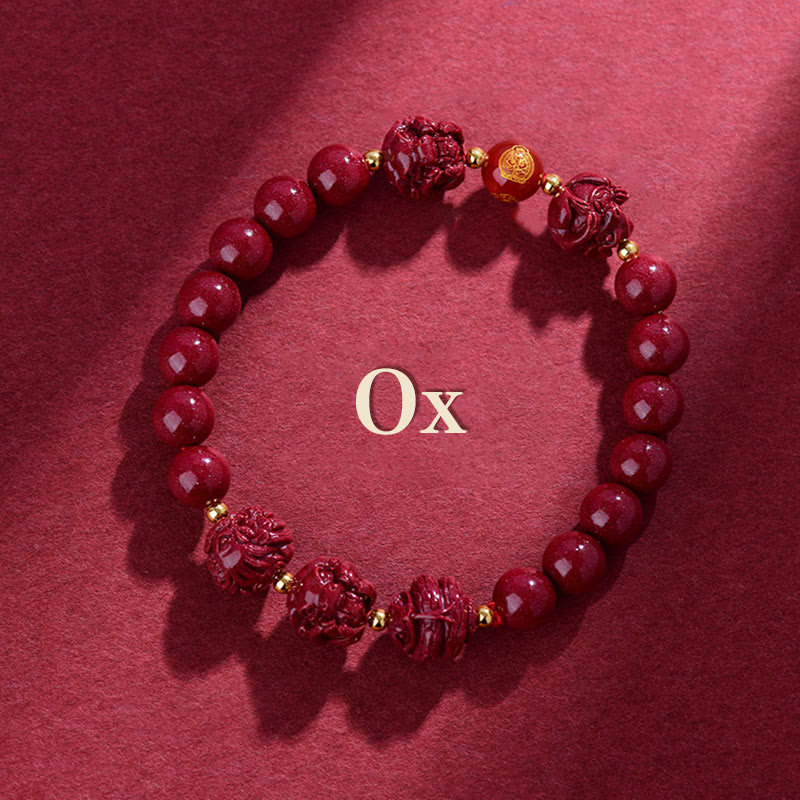 Chinese Zodiac Cinnabar Bracelet 8mm Spiritual Protection