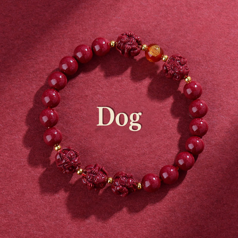 Chinese Zodiac Cinnabar Bracelet 8mm Spiritual Protection