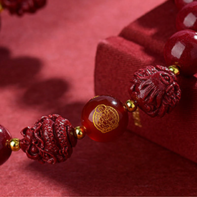 Chinese Zodiac Cinnabar Bracelet 8mm Spiritual Protection