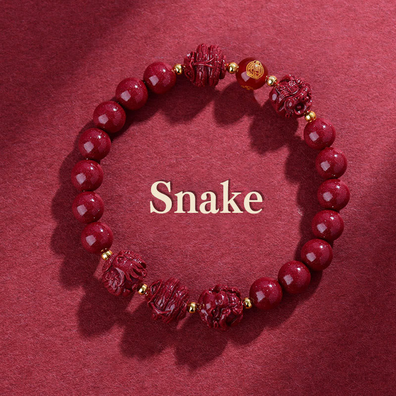 Chinese Zodiac Cinnabar Bracelet 8mm Spiritual Protection