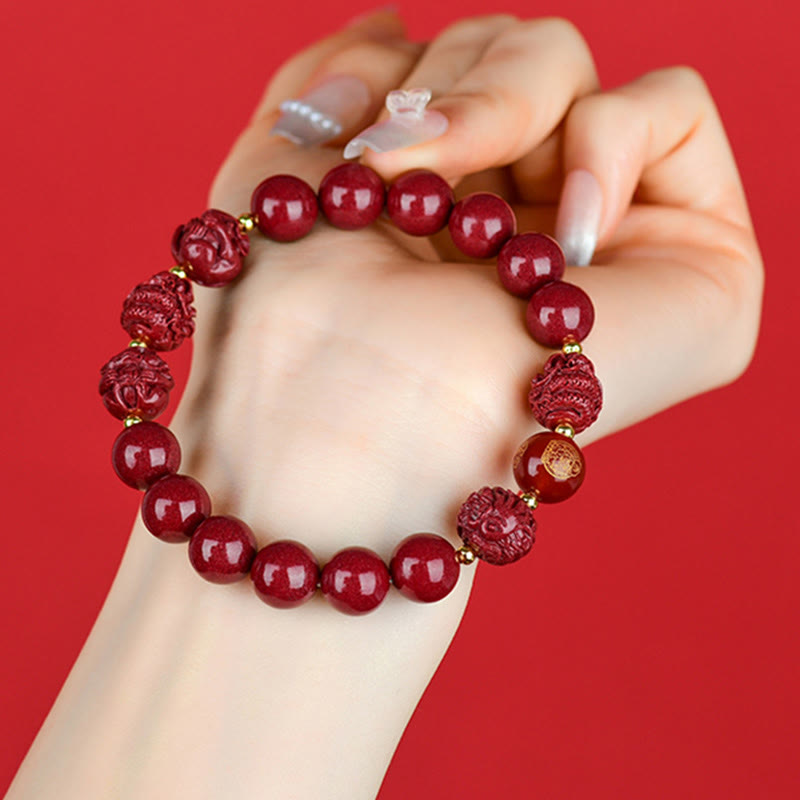 Chinese Zodiac Cinnabar Bracelet 8mm Spiritual Protection
