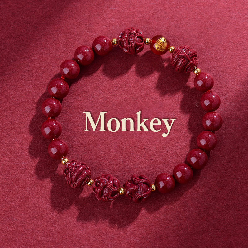 Chinese Zodiac Cinnabar Bracelet 8mm Spiritual Protection