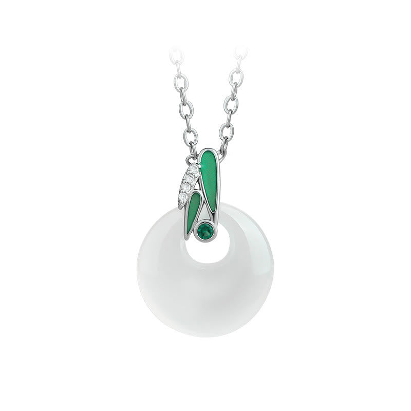 Collier spirituel avec boucle de paix en feuille de bambou et calcédoine
