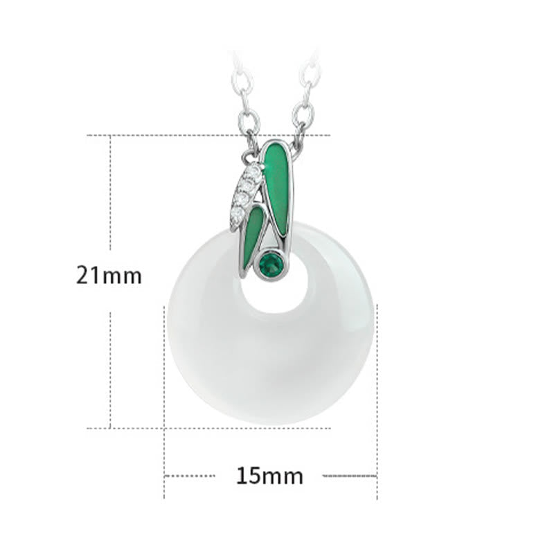 Collier spirituel avec boucle de paix en feuille de bambou et calcédoine