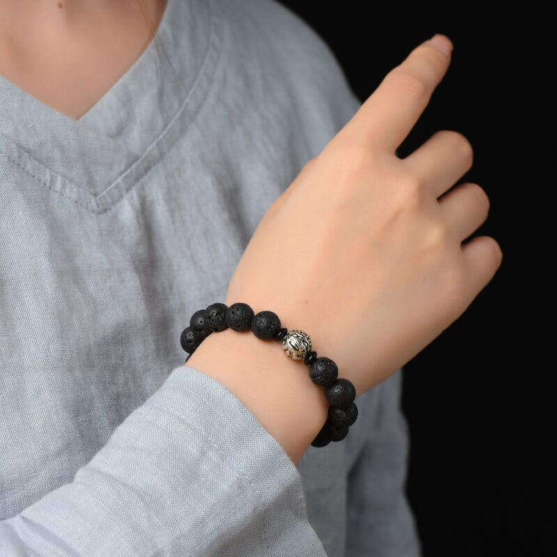 10mm Pixiu Wealth Bracelet with Lava Rock Beads