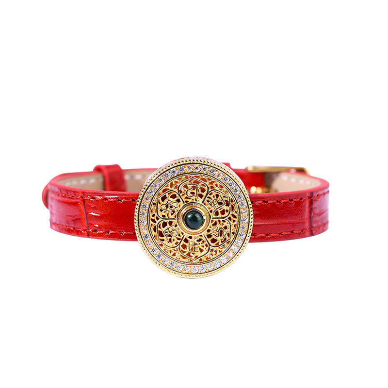 Six True Words Jade Protection Leather Bracelet 15-22cm