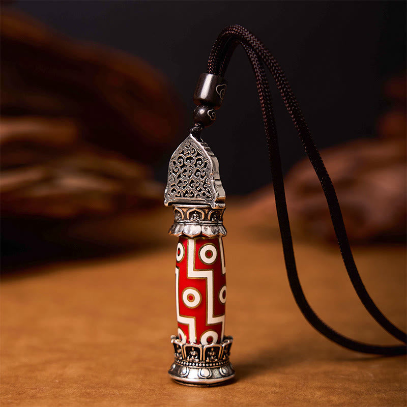 Nine-Eye Dzi Bead Agate Protection Necklace 55cm